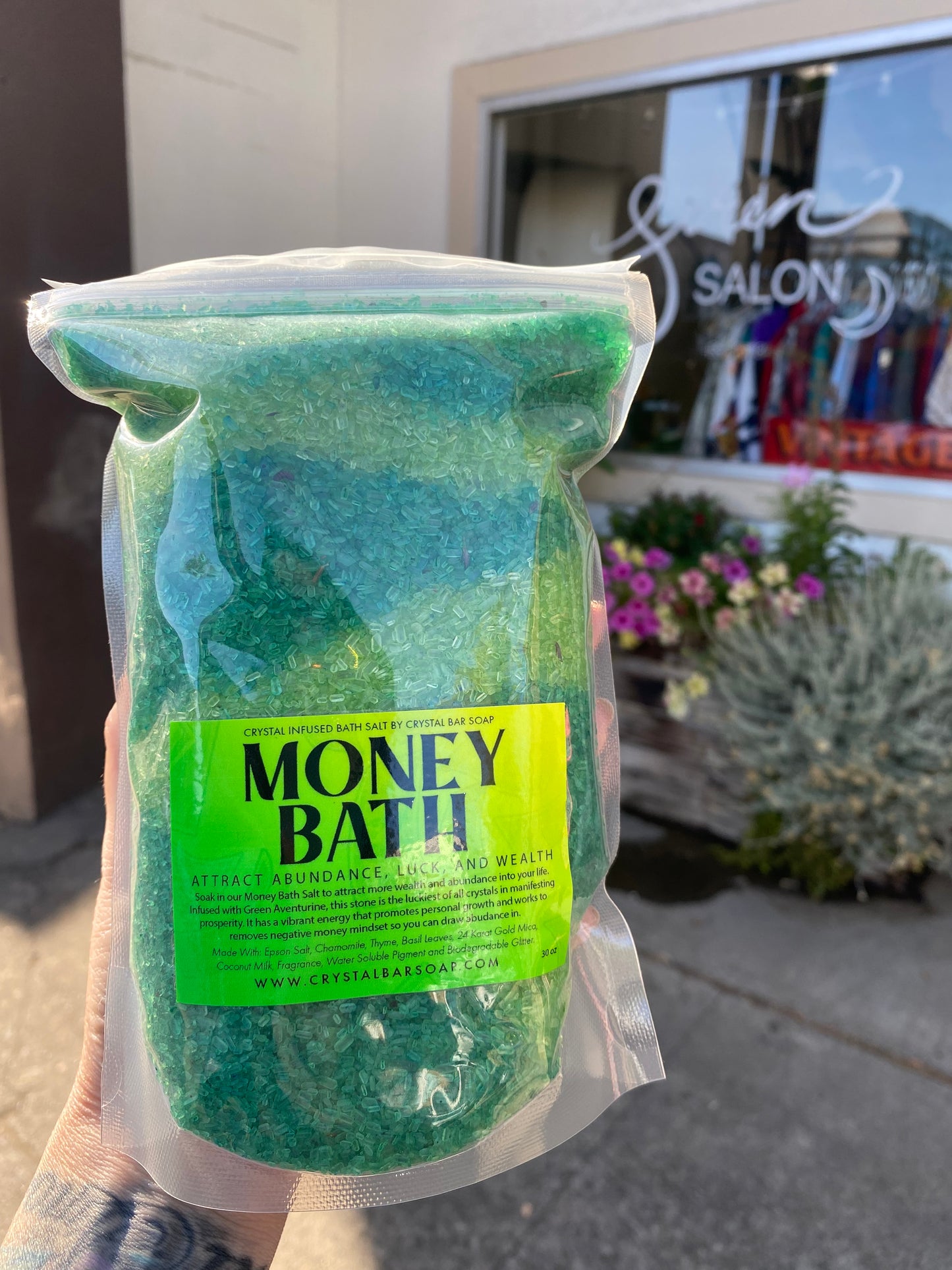 Bath Salt Soak - Green Aventurine Crystal Infused